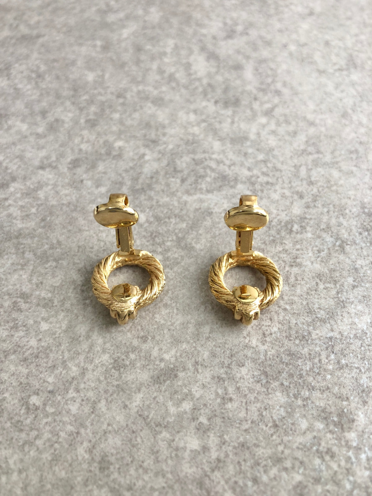 Christian Dior Circle Motif Earrings Gold Vintage 8j3haa