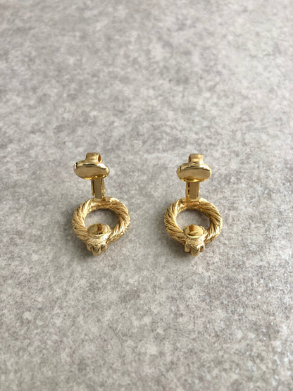 Christian Dior Circle Motif Earrings Gold Vintage 8j3haa