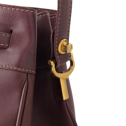 Cartier Logo Embossed Drawstring Shoulder bag Bordeaux Vintage 4by856