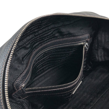 PRADA Logo Embossed Small Boston bag Handbag Black Vintage f8pbsn