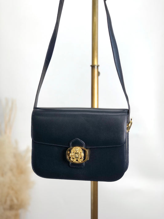 CELINE Blason Crossbody Shoulder bag Dark Navy Vintage adajxe