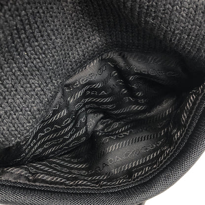 PRADA Triangle Logo Knit Shoulder bag Hobobag Black Vintage bdfyh6