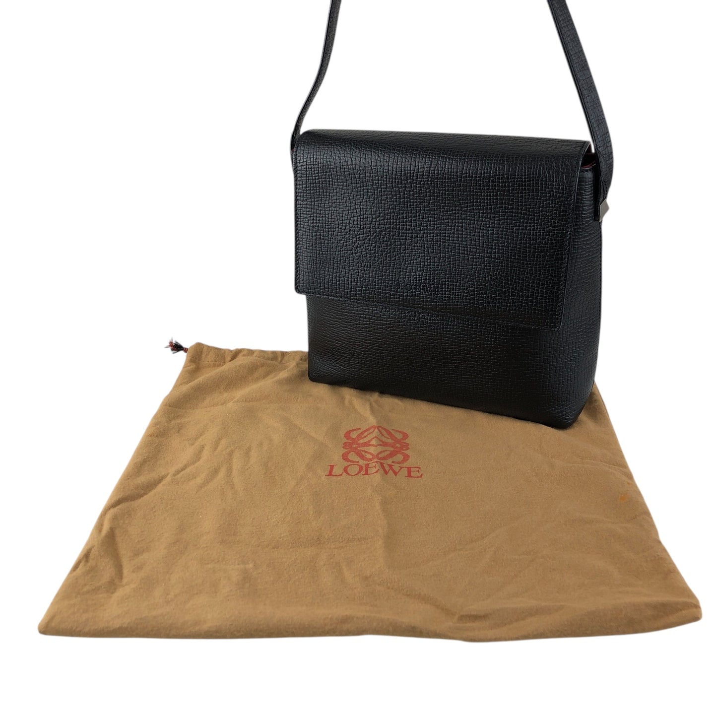 LOEWE Logo Embossed Handbag Shoulder bag Black Vintage rpd54b