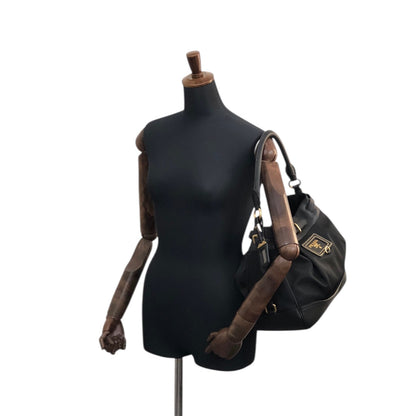 PRADA Logo Front Buckle Shoulder bag Black Vintage rv2srn