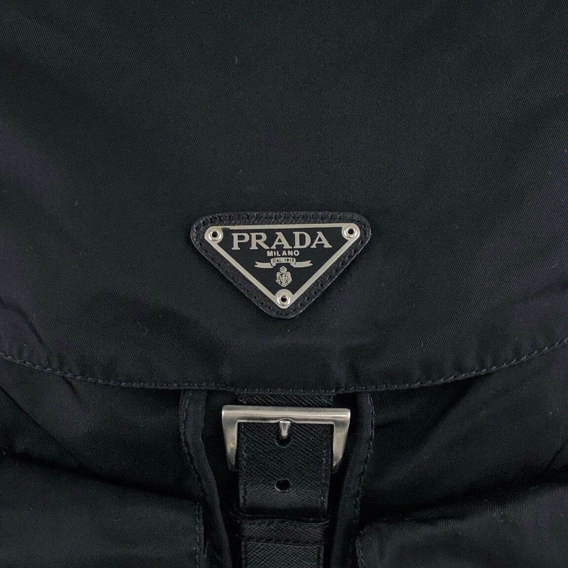 PRADA Triangle Logo Double Pocket Backpack Black Vintage k6vxbj