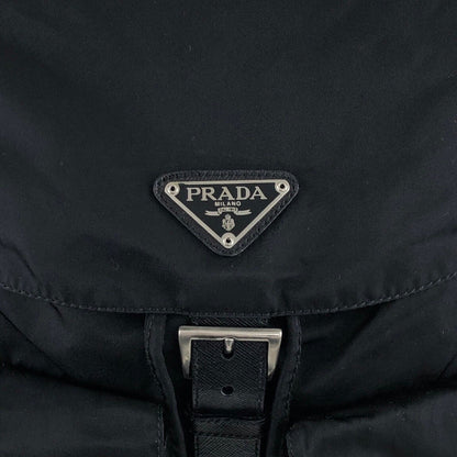 PRADA Triangle Logo Double Pocket Backpack Black Vintage k6vxbj