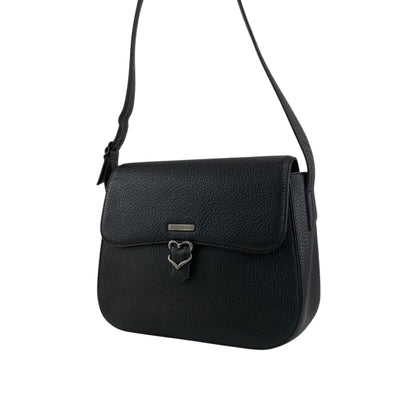 Yves Saint Laurent Logo Front Buckle Shoulder bag Black Vintage f6ymwp