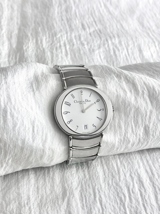 Christian Dior Logo Quartz Watch Silver D77-100 Vintage mz5ddk