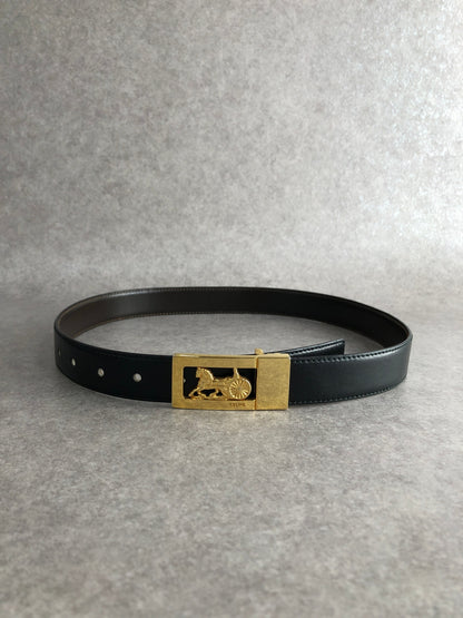 CELINE Horse Carriage Belt Black Vintage mvhfft
