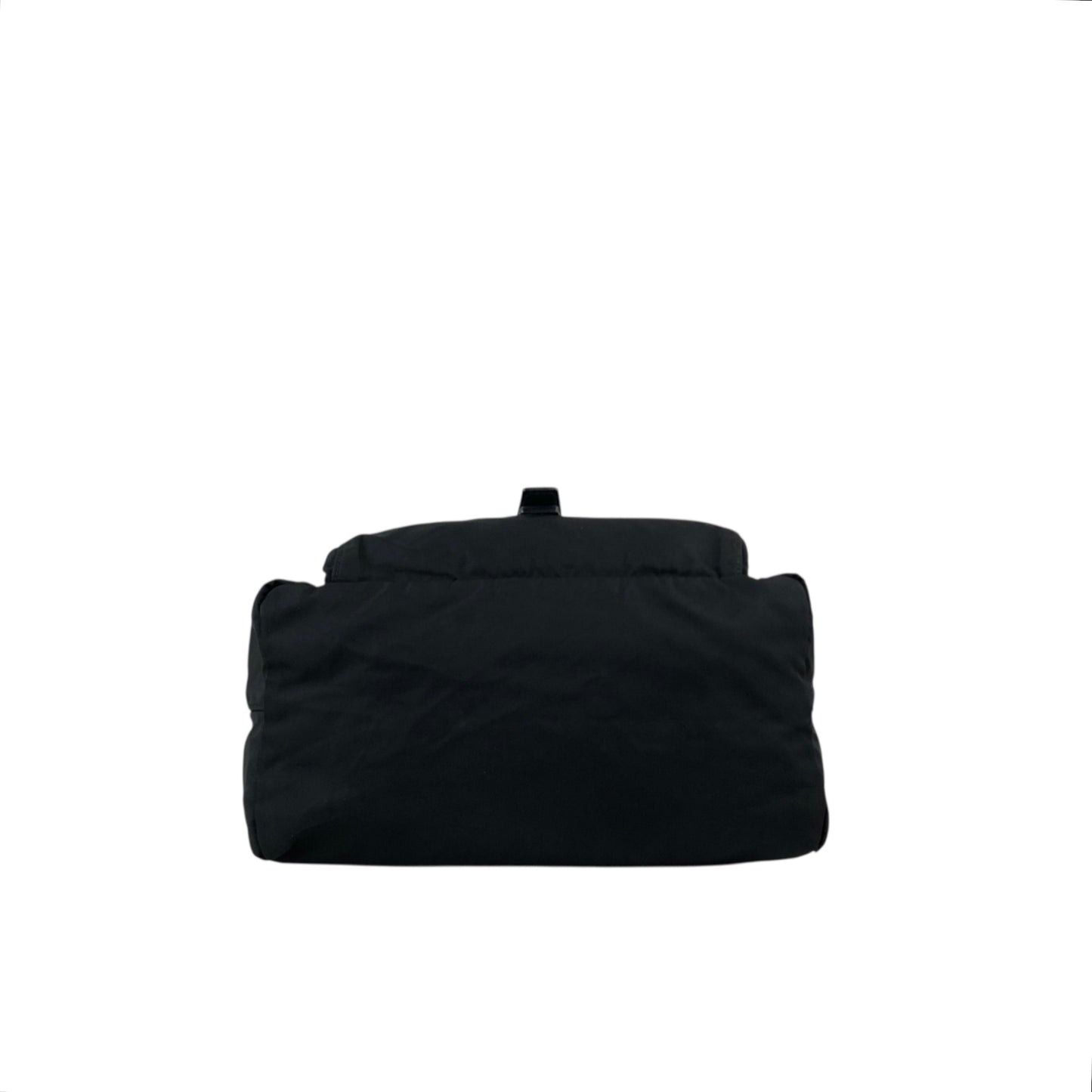 PRADA Tessuto Triangle Logo Front Buckle Shoulder bag Black Vintage dh6ap8