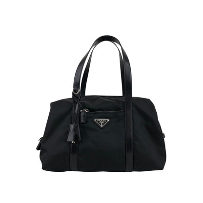 PRADA Tessuto Triangle Logo Handbag Black Vintage vgh2dk