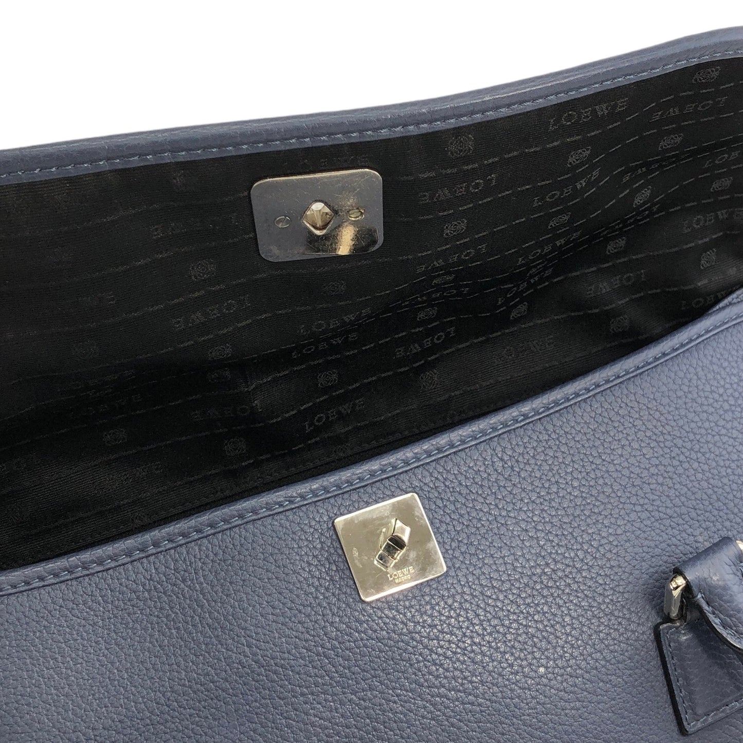 LOEWE Anagram Turn Lock Leather Handbag Blue Gray Vintage v8tra2