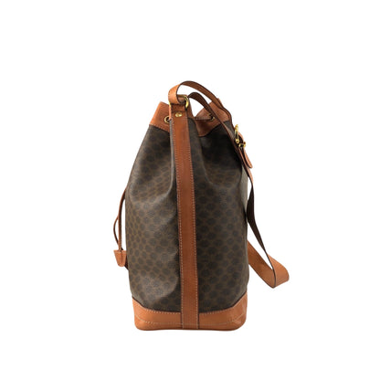 CELINE Macadam Blason Drawstring Shoulder bag Brown Vintage epwjhg