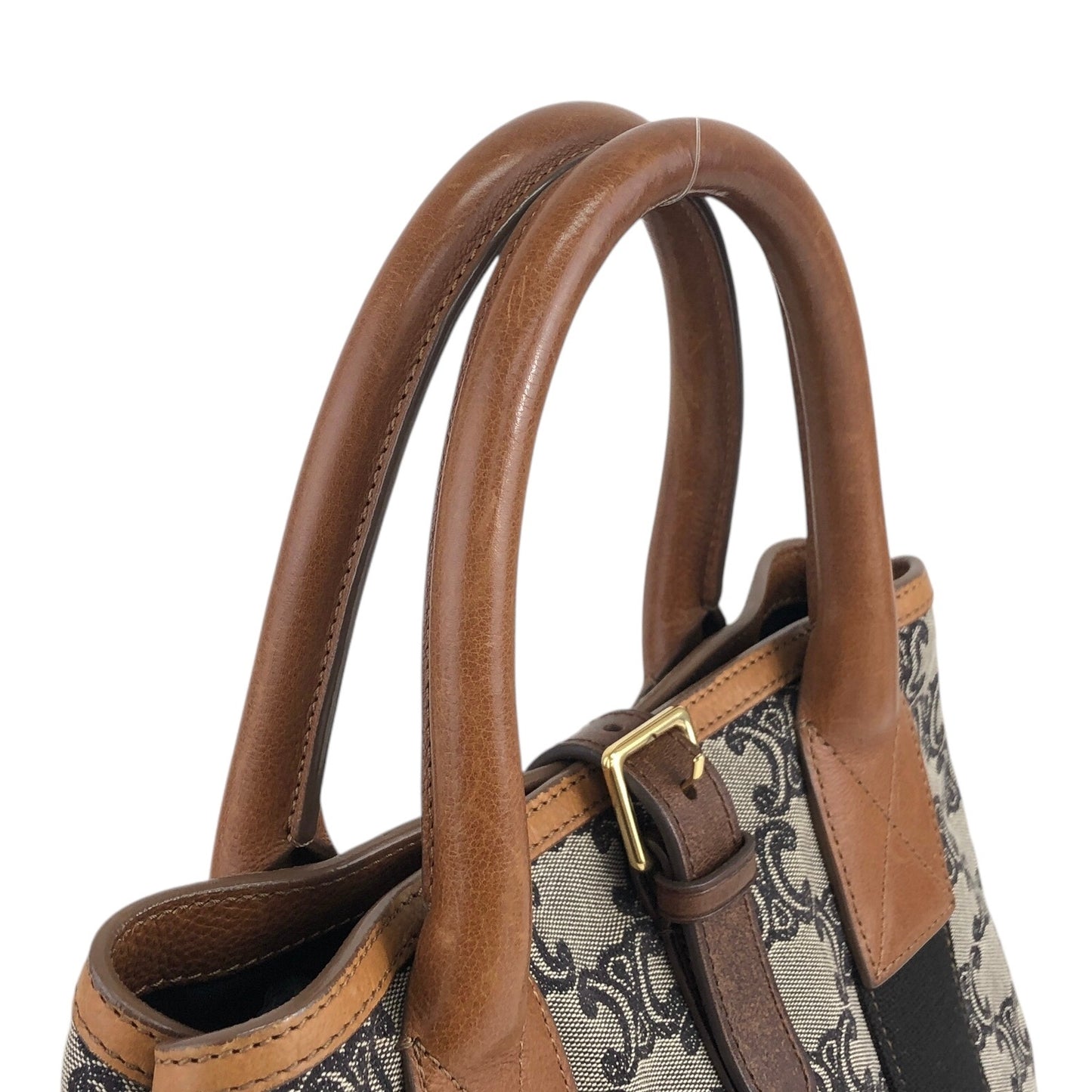 CELINE Blason Handbag Beige Vintage wz3ahs