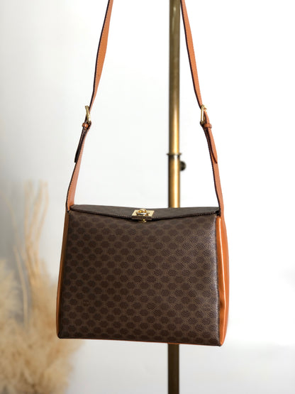 CELINE Macadam Gancini Shoulder bag Brown Vintage z5iv4e