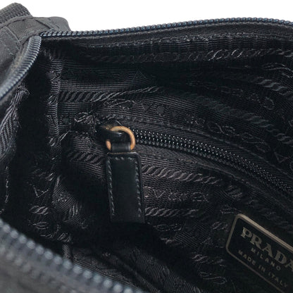 PRADA Tessuto Triangle Logo Front Buckle Shoulder bag Black Vintage g8uwx8