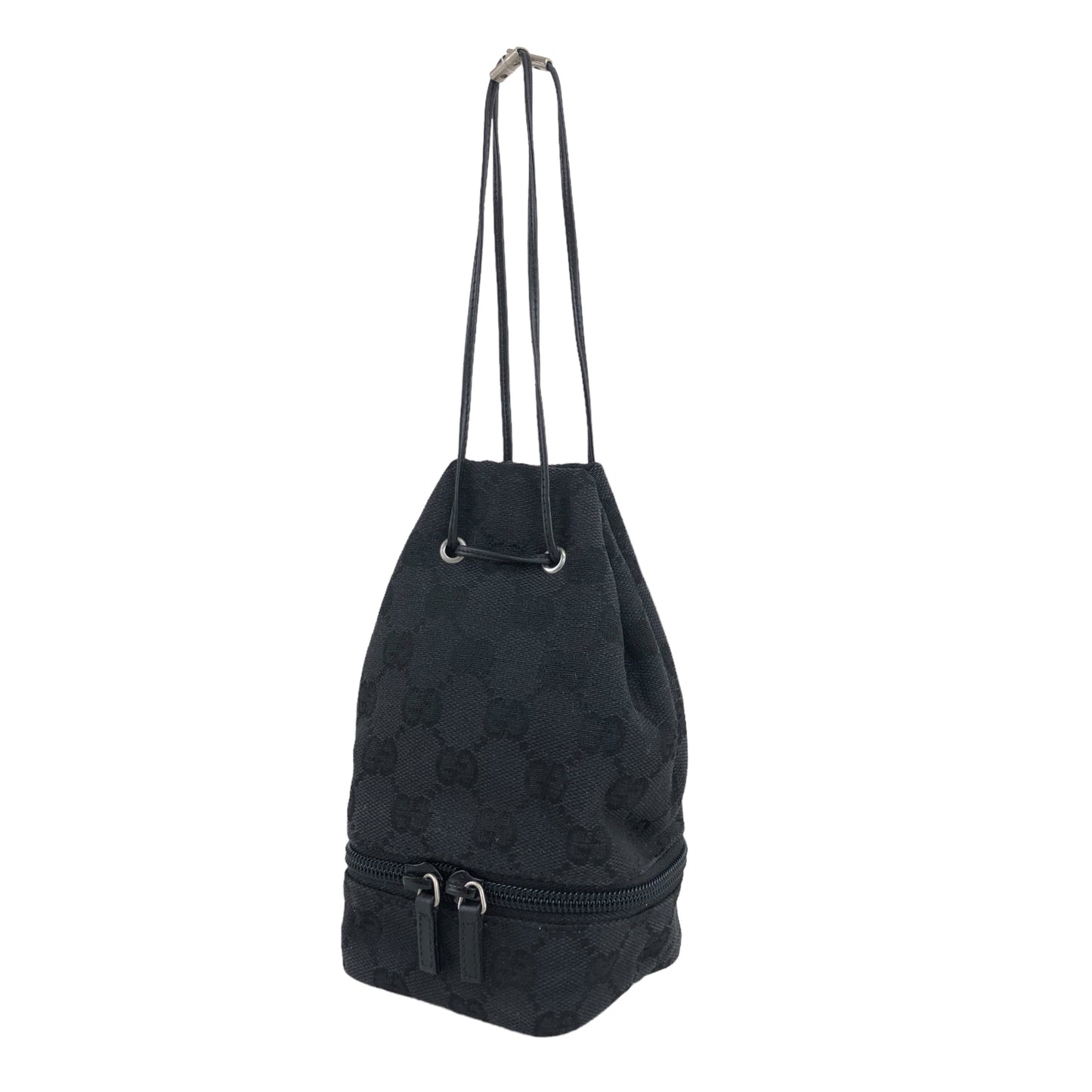 GUCCI GG Canvas Drawstring Small Handbag Black Vintage yxamig