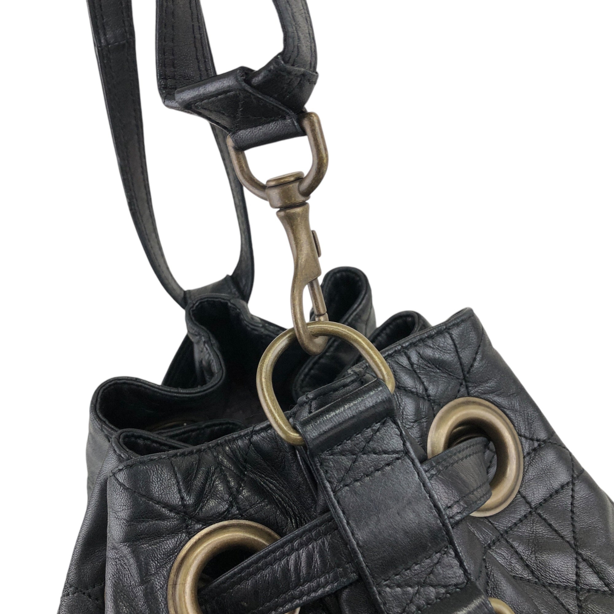 Christian Dior Cannage Logo Motif Drawstring Shoulder bag