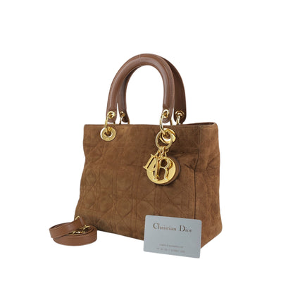 Christian Dior Lady Dior Cannage Two-way Handbag Shoulder bag Brown Vintage thfb5y