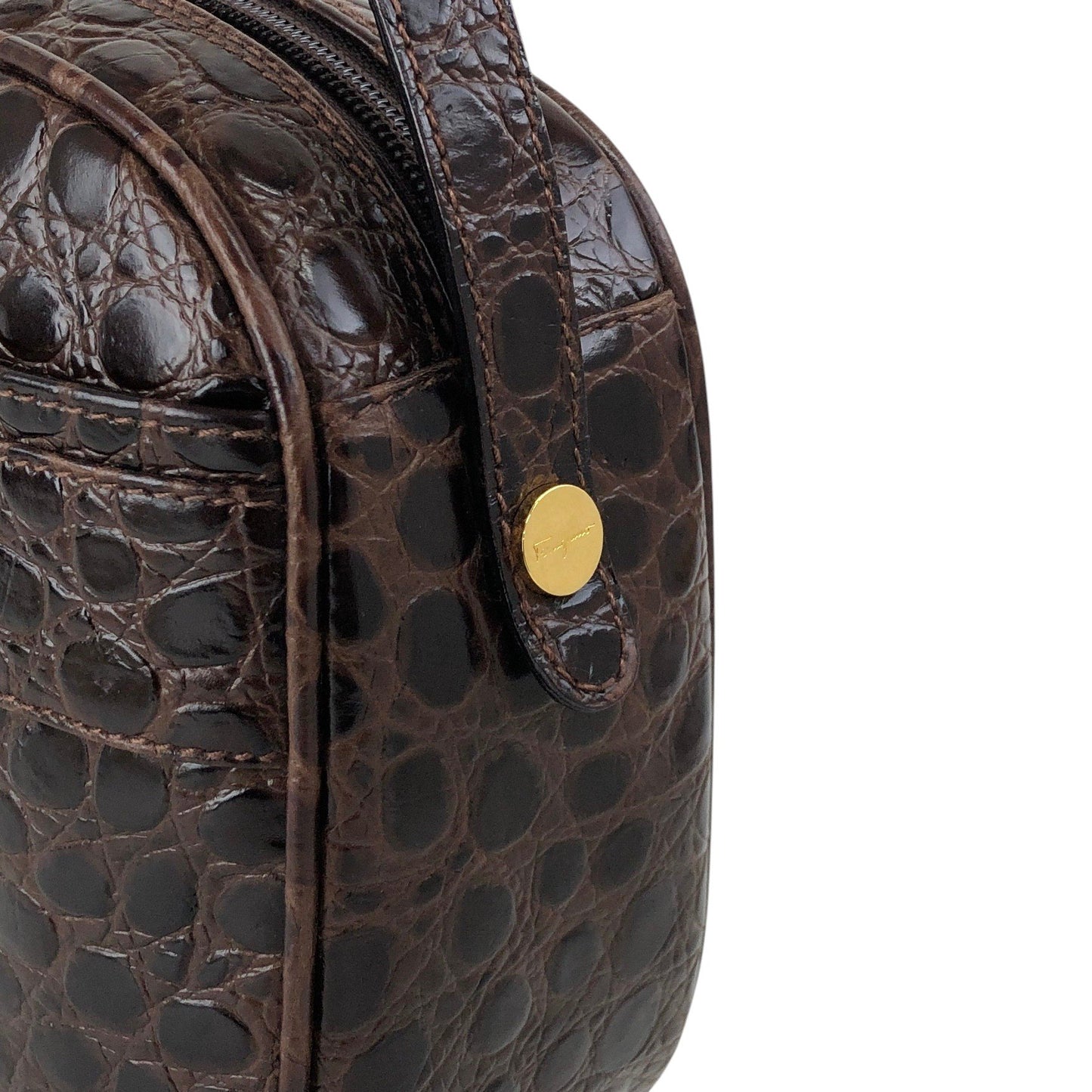 Salvatore Ferragamo Vala Ribbon Shoulder bag Brown Vintage xth3zu
