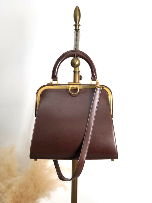 Christian Dior Metal Closure Two-way Handbag Shoulder bag Brown Vintage 2iixfe