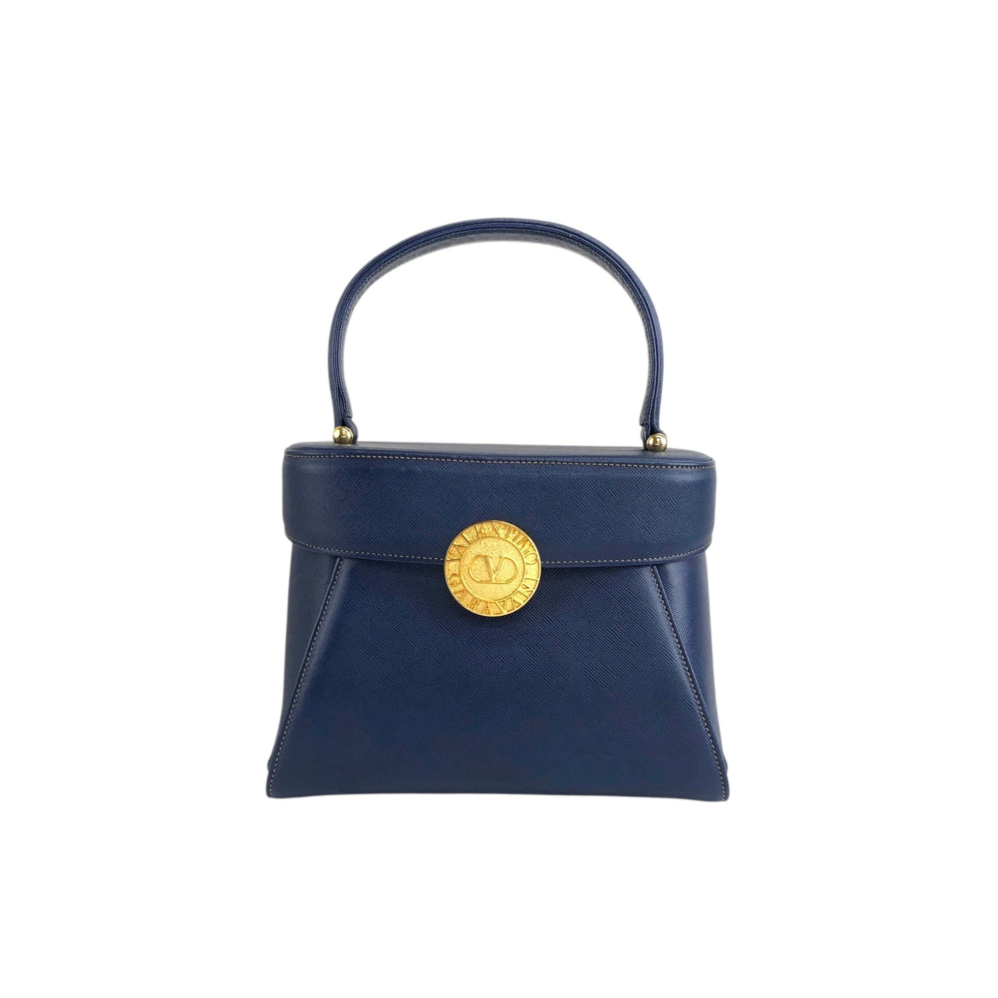 VALENTINO GARAVANI Top Handle Handbag Blue Vintage d5kjkj
