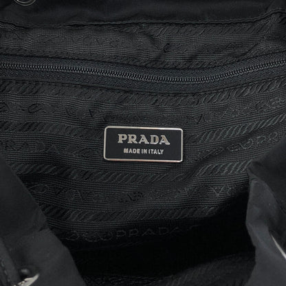 PRADA Tessuto Triangle Logo Double Pocket  Backpack Black Vintage cz4rjs