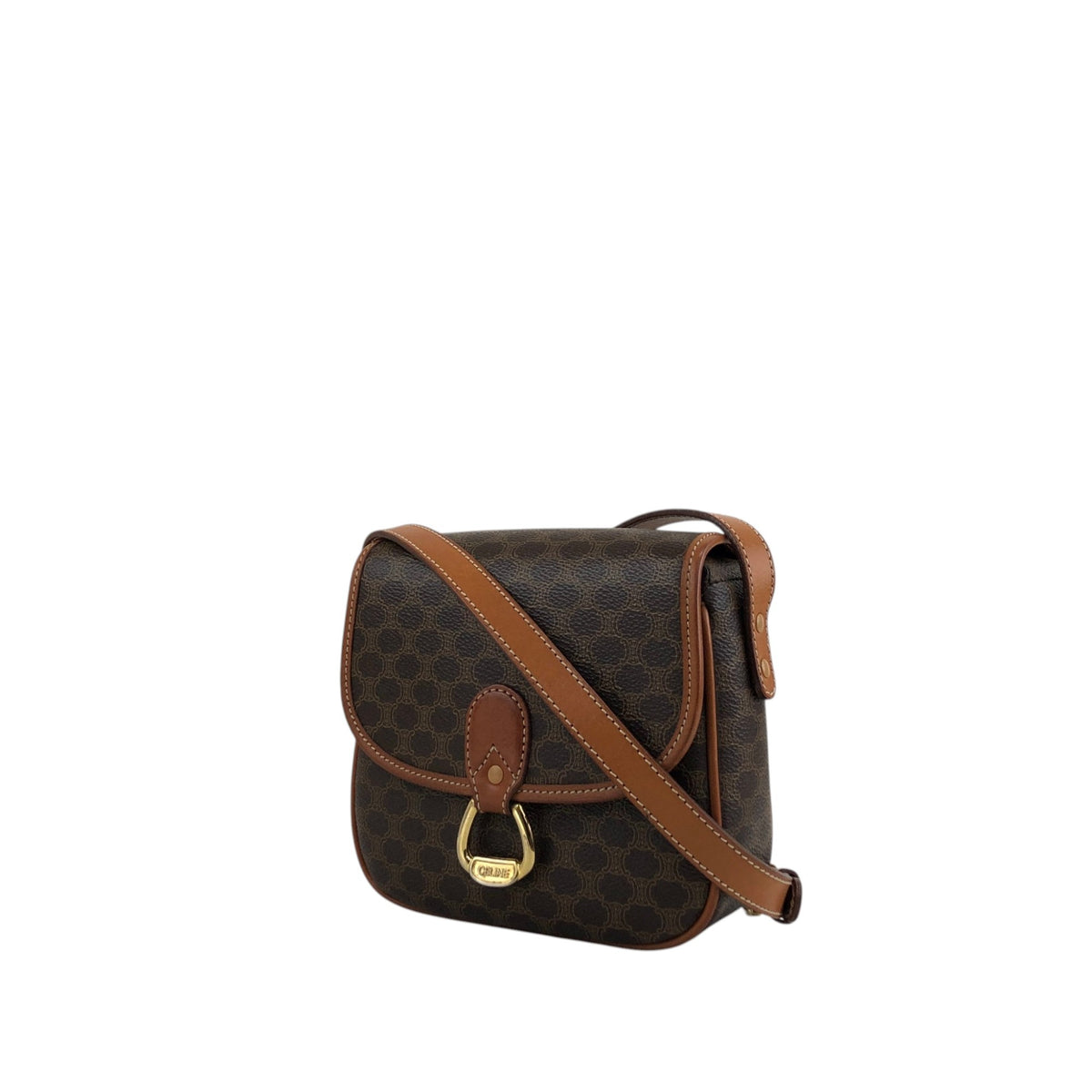 CELINE Horse Bit Shoulder bag Brown Vintage gth7ry