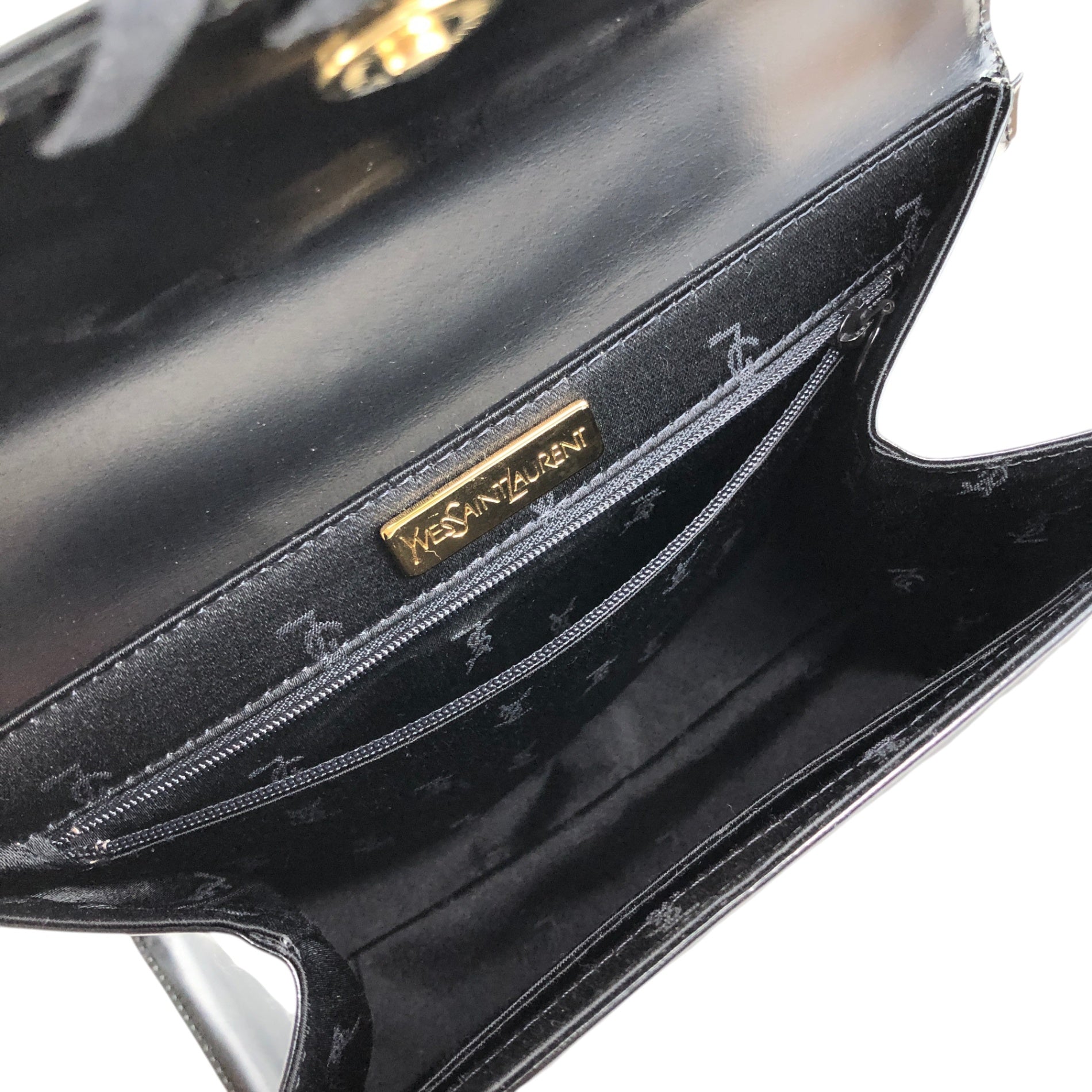 Yves Saint Laurent Logo Embossed Stitch Top Handle Handbag Black