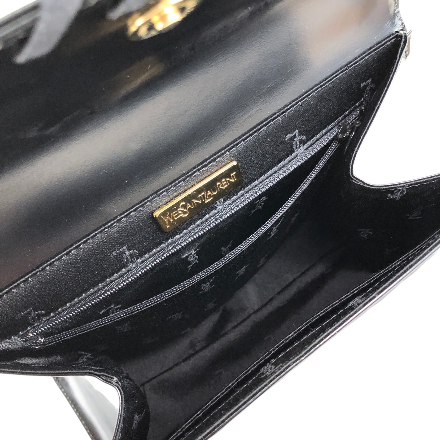 Yves Saint Laurent Logo Embossed Stitch Top Handle Handbag Black Vintage 5rym7i