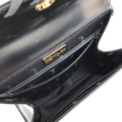 Yves Saint Laurent Logo Embossed Stitch Top Handle Handbag Black Vintage 5rym7i