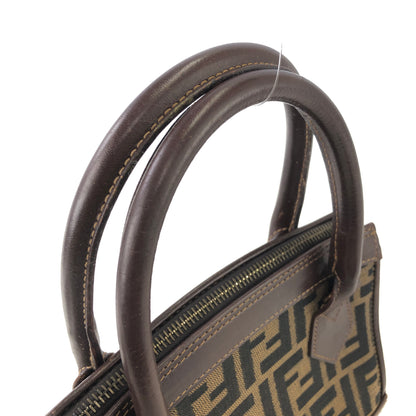 FENDI Zucca Jacquard Leather Two-way Handbag Shoulder bag Brown Vintage n3b6d8