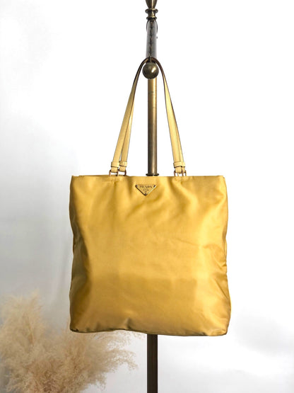 PRADA Triangle Logo Totebag Yellow Vintage gp2htj