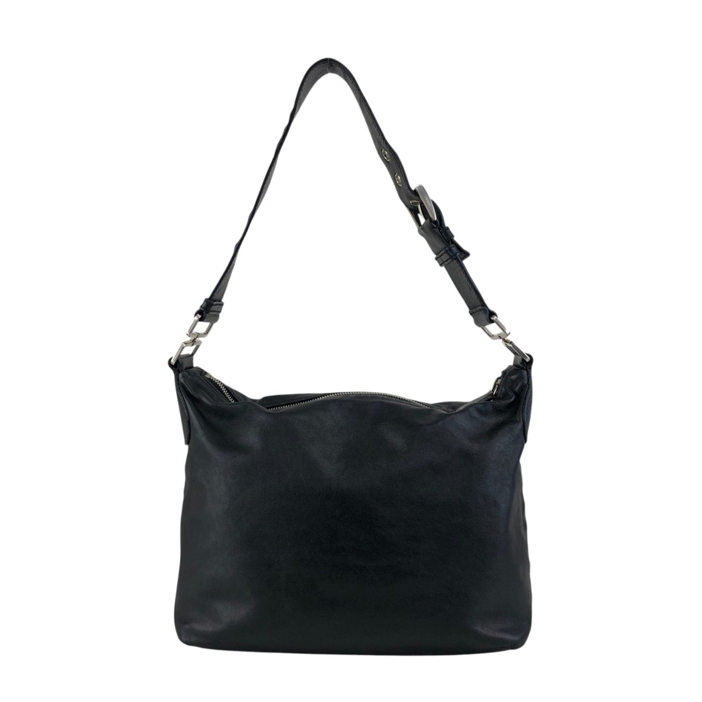 PRADA Logo Embossed Shoulder bag Hobobag Brown Vintage d2egiw