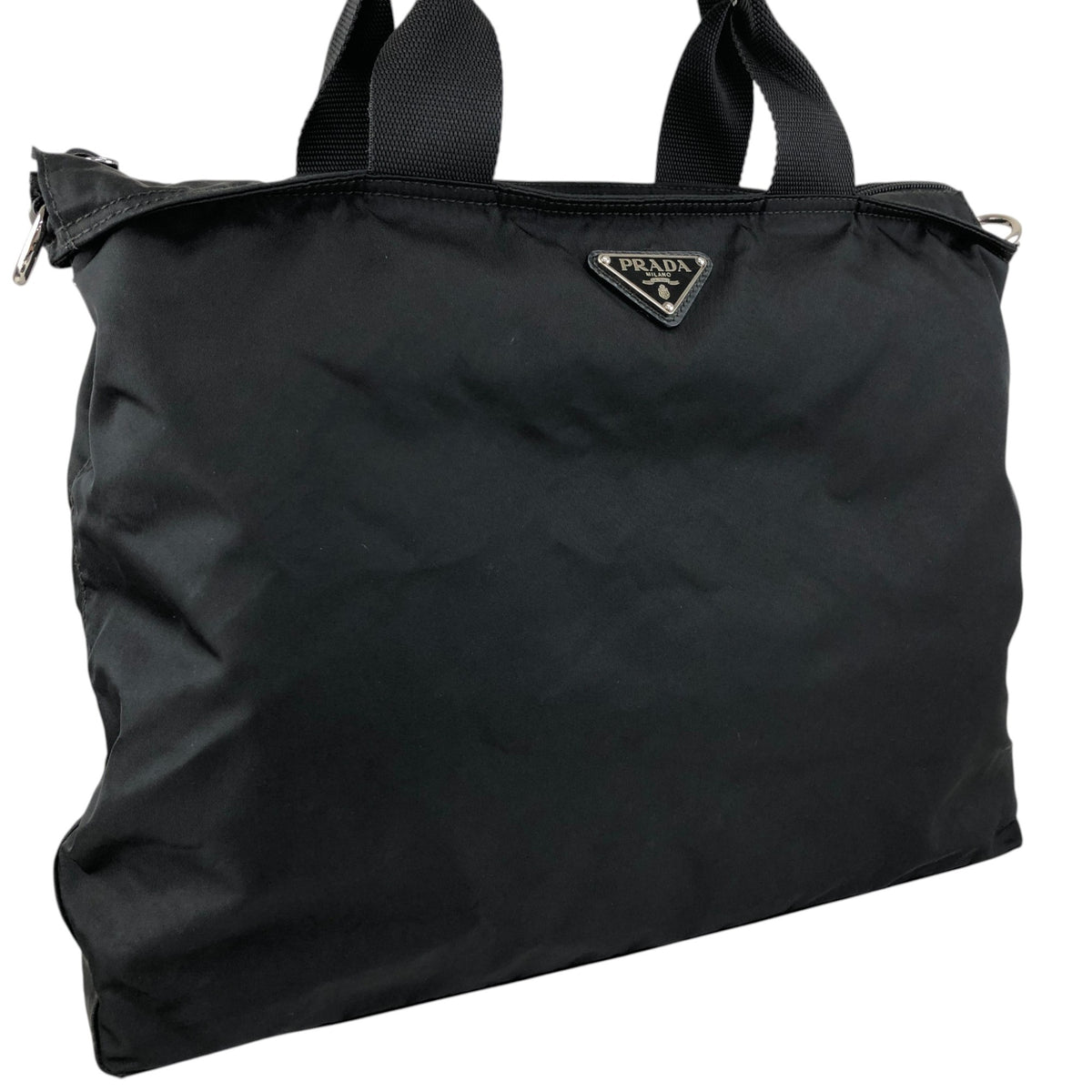 PRADA Tessuto Triangle Logo Two-way Totebag Shoulder bag Black Vintage zdgz8g