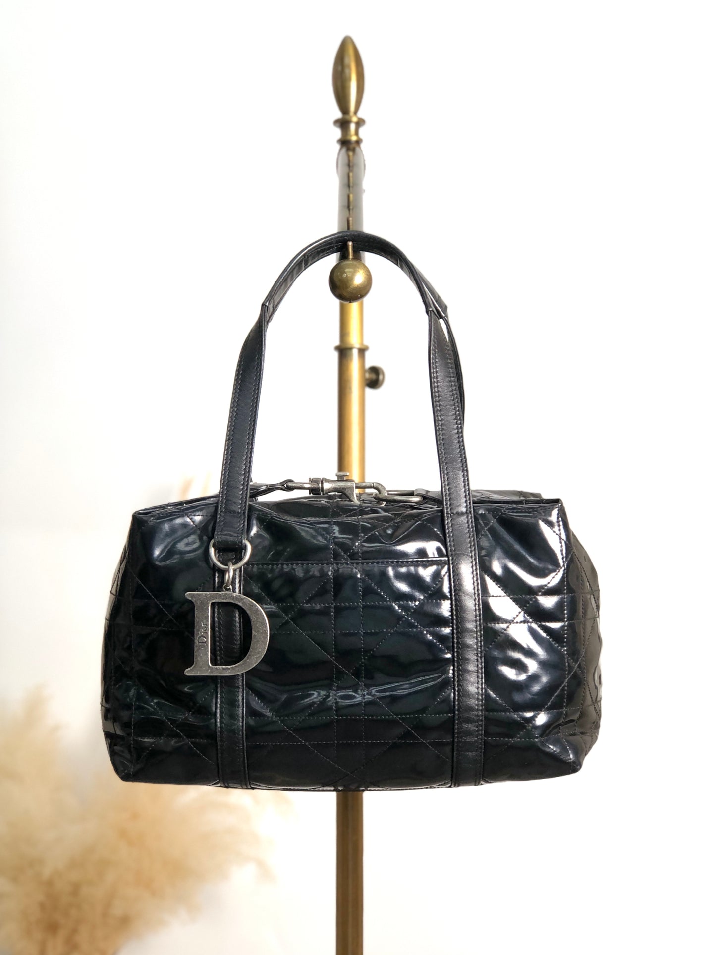 Christian Dior D Motif Small Boston bag Handbag Black Vintage pi6nvd