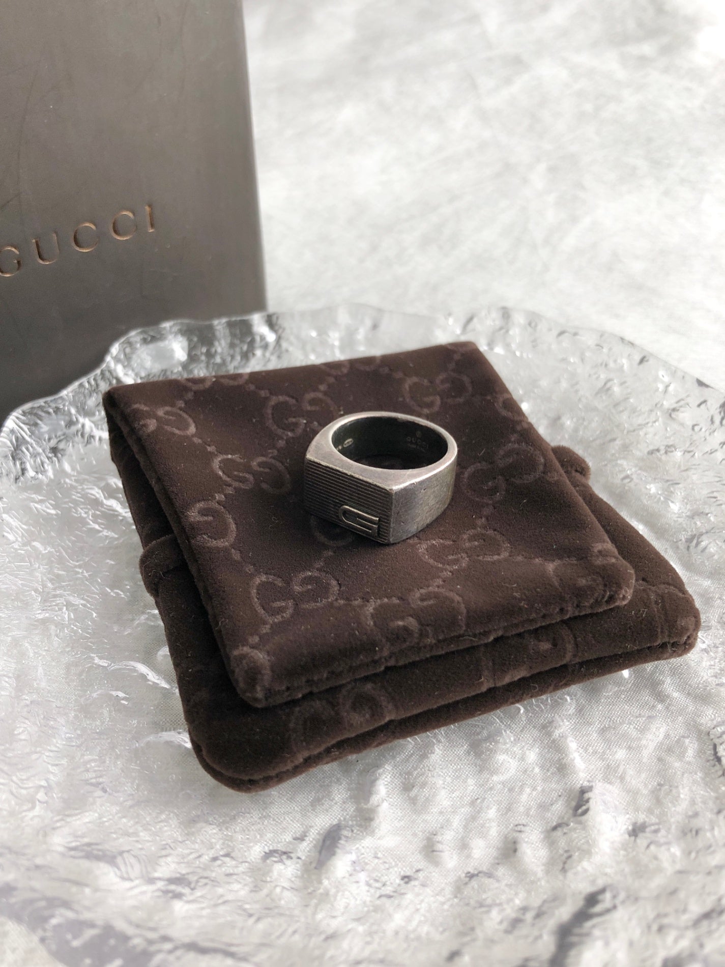 GUCCI G Motif  Ring Silver Vintage u4atsw