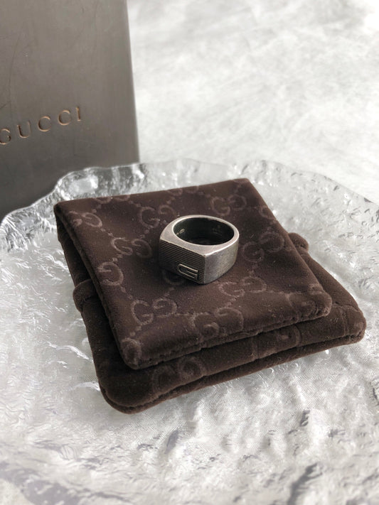 GUCCI G Motif  Ring Silver Vintage u4atsw