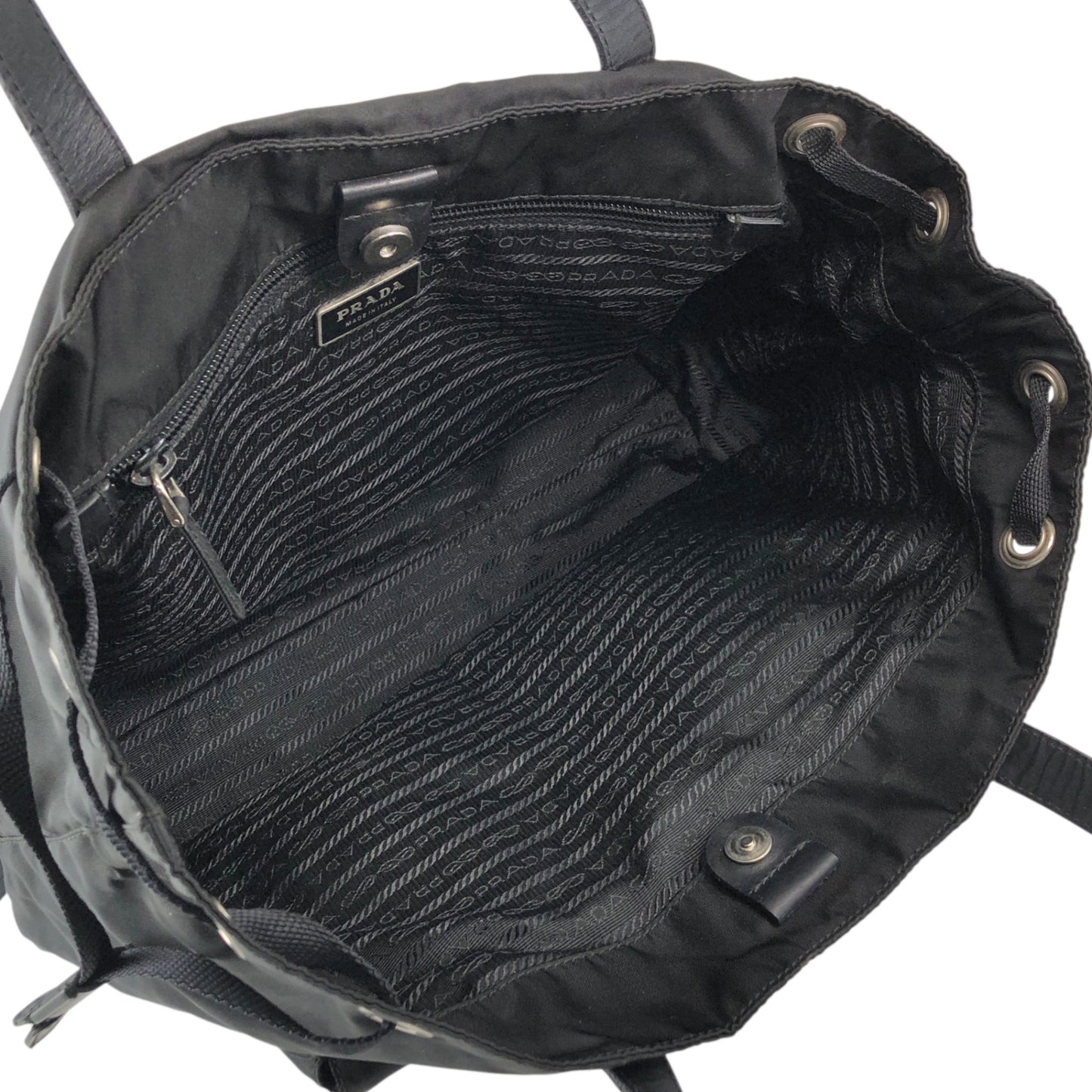 PRADA Tessuto Triangle Logo Double Pocket Totebag Black Vintage pbxxz8