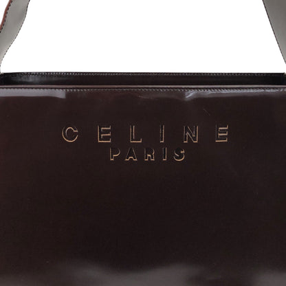 CELINE Logo Embossed Shoulder bag Brown Vintage e4mff8