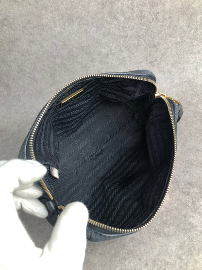 PRADA Logo Small Chain Handbag Navy Vintage vycuvh