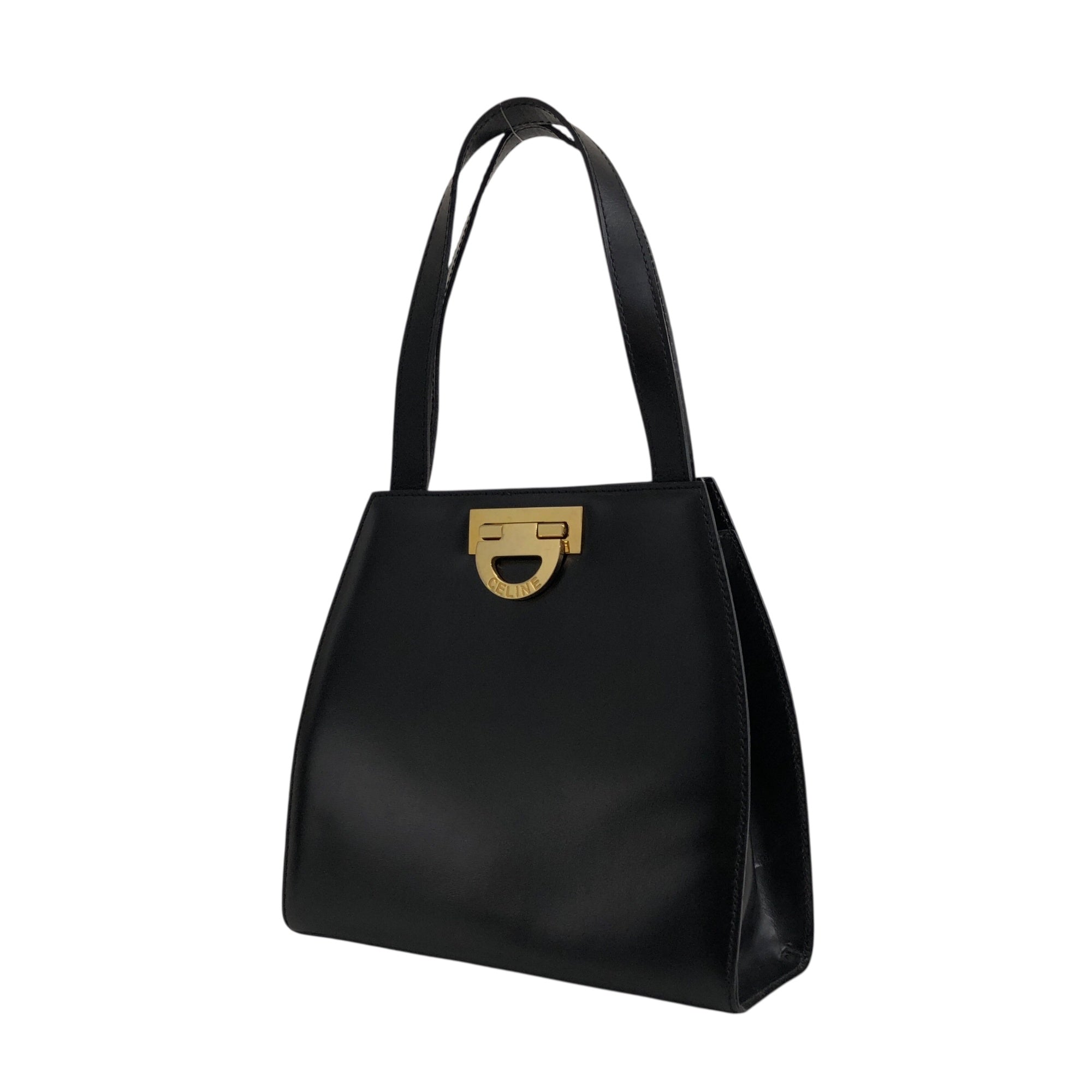CELINE Horse Bit Two-way Handbag Shoulder bag Black Vintage