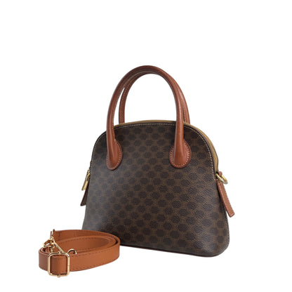 CELINE Macadam Two-way Small Handbag Shoulder bag Brown Vintage mmpyfi