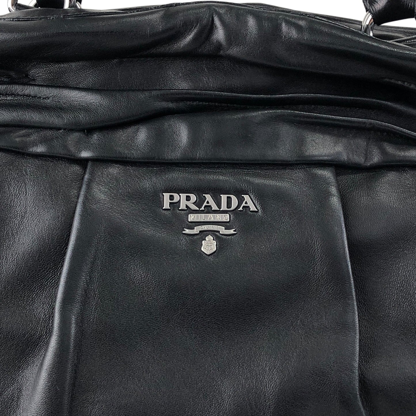 PRADA Logo Handbag Black Vintage bkzmzt