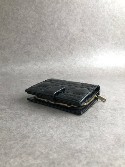 Christian Dior Cannage Folded Wallet Black Vintage m435au