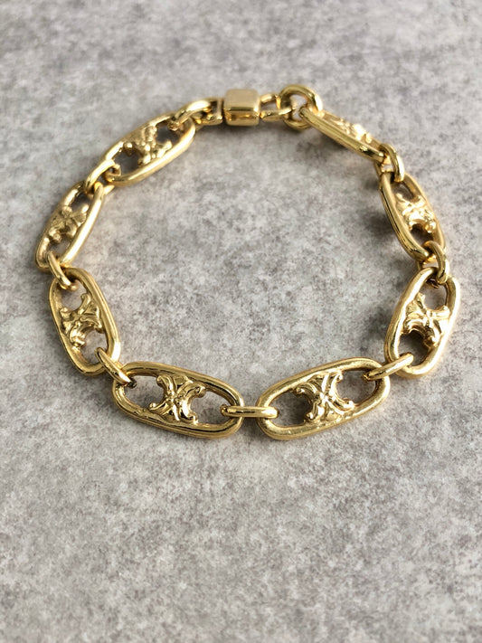 CELINE Blason Bracelet Gold Vintage 4gifcy
