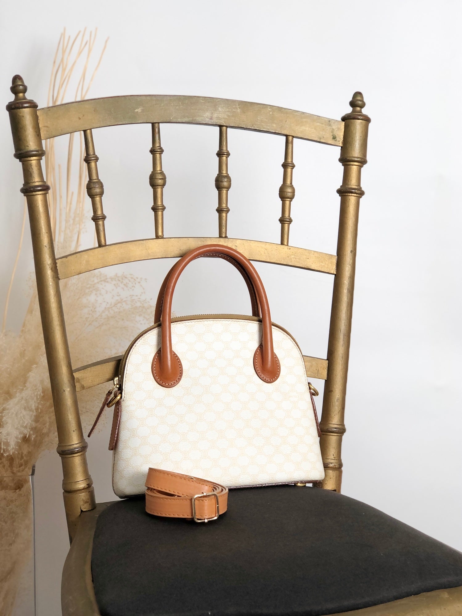 オールドCELINEアタッシュケース CELINE セリーヌ マカダム ブラゾン型押し レザー ブリーフケース