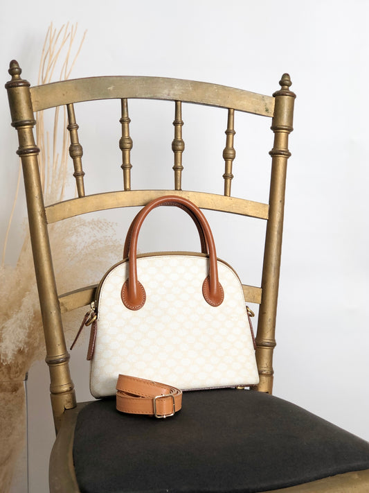 CELINE Macadam Two-way Handbag Shoulder bag White Vintage zcwudf