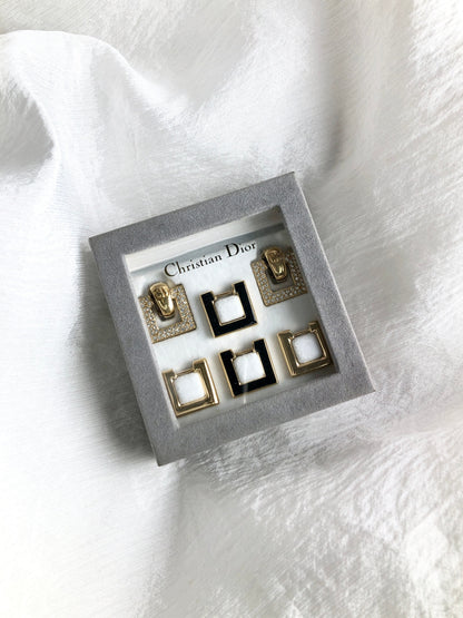 Christian Dior Rhinestone Earrings Gold Vintage kxpv4c