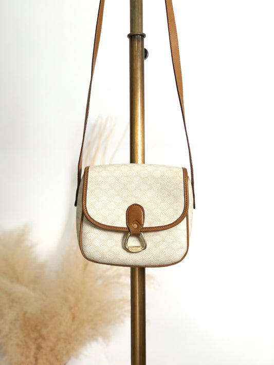 CELINE Macadam Horse Bit Shoulder bag White Vintage ctjind